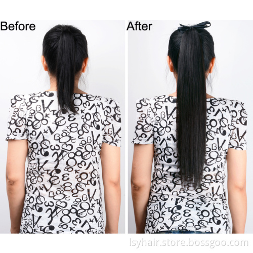 Natural Wrap Around Drawstring Ponytail 100% Virgin Human Hair Silky Straight, Remy Brazilian Human Hair Pony tails